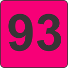 Number Ninety Three (93) Fluorescent Circle or Square Labels
